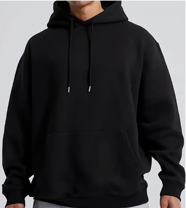 Men's Loose Fit Hoodie | Medium-Weight Solid Color Pullover