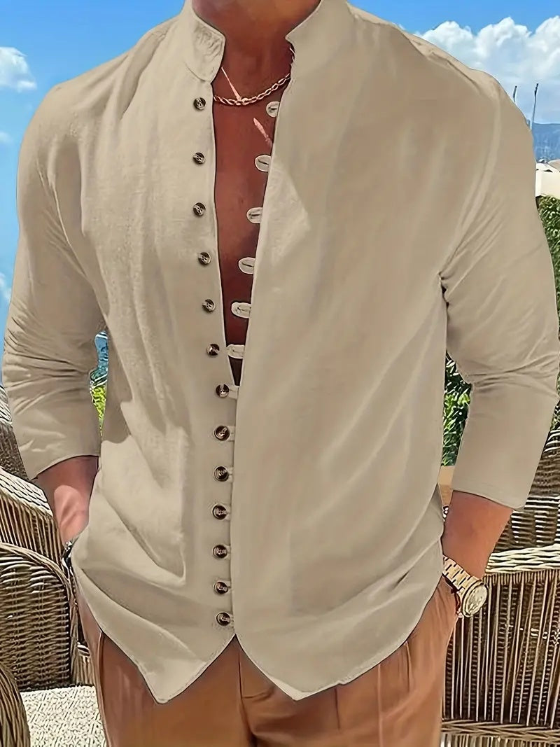 Men's Long Sleeve Shacket | Casual Button Up Fleece Lined Jacket