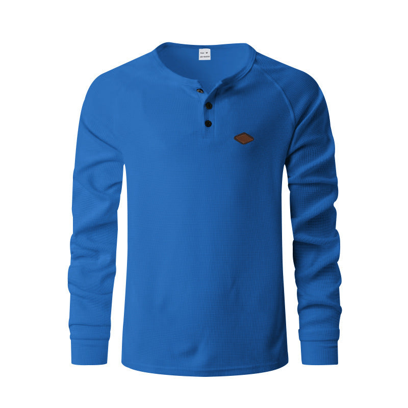 Men's Waffle Henley | Buckle Detail Quick-Dry Long Sleeve