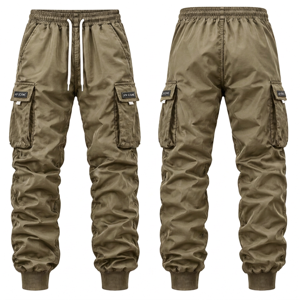 Men's Relaxed Cargo Pants - Drawstring Waist Multi-Pocket Streetwear