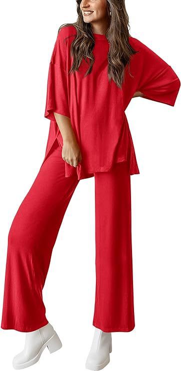 Women's Casual Pullover Set | Short Sleeve Top & Wide Leg Pants