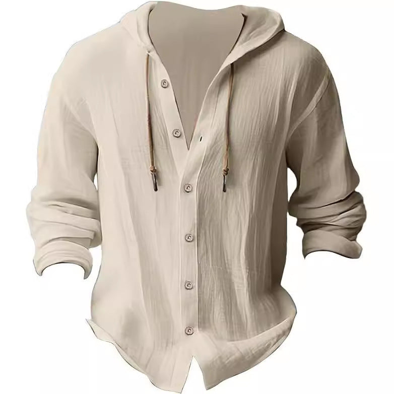 Men's Linen Long Sleeve Cardigan | Casual Open Front Shirt Jacket