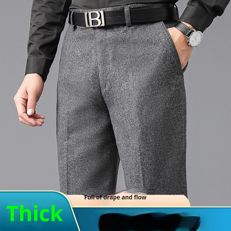 Men's Comfort Fit Suit Pants | Loose Straight Leg High Waist Trousers