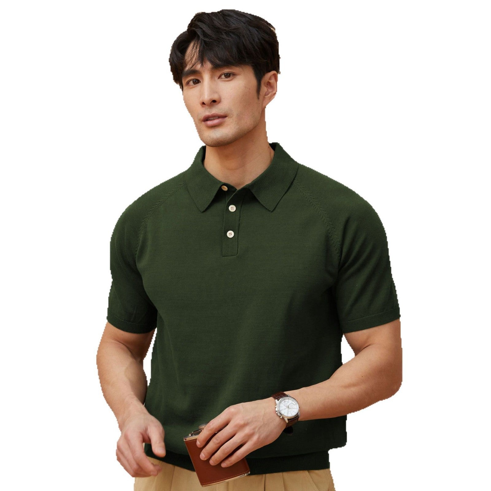 Men’s Retro Knit Lapel Polo Tee