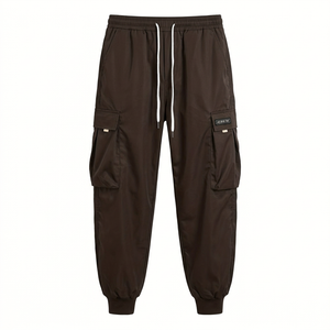 Dark-brown cargo pants, model-free front view