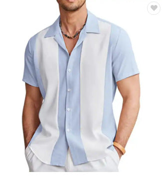 Men's Slim Fit Striped Hawaiian Shirt – Short Sleeve Casual