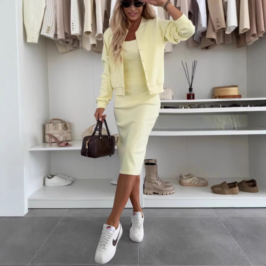 Women's Sling Dress & Cardigan Set | Two-Piece Outfit with Long Skirt