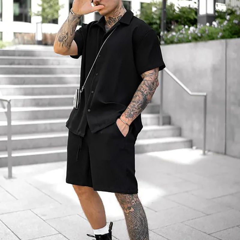 Men's Cotton Polo Shorts Set | Casual Short Sleeve & Shorts Outfit