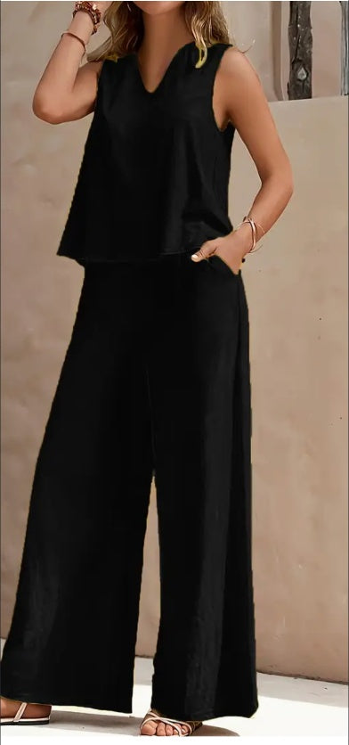 Women's Denim Look Knit Set | Shirt Collar Top & Pants Outfit