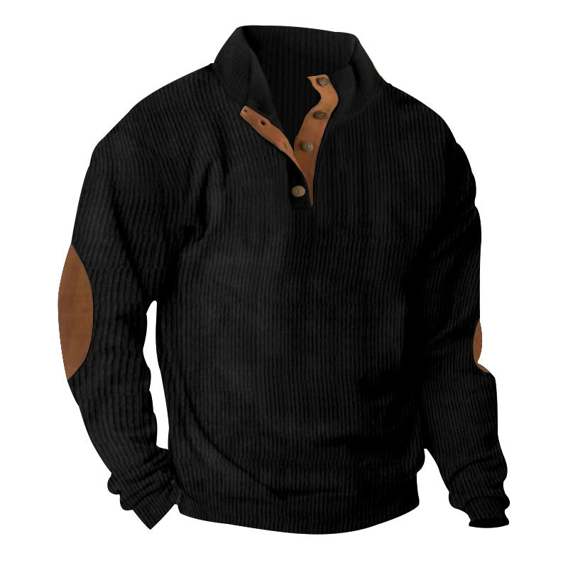 Men's Corduroy Stand Collar Sweater | Casual Long Sleeve Pullover