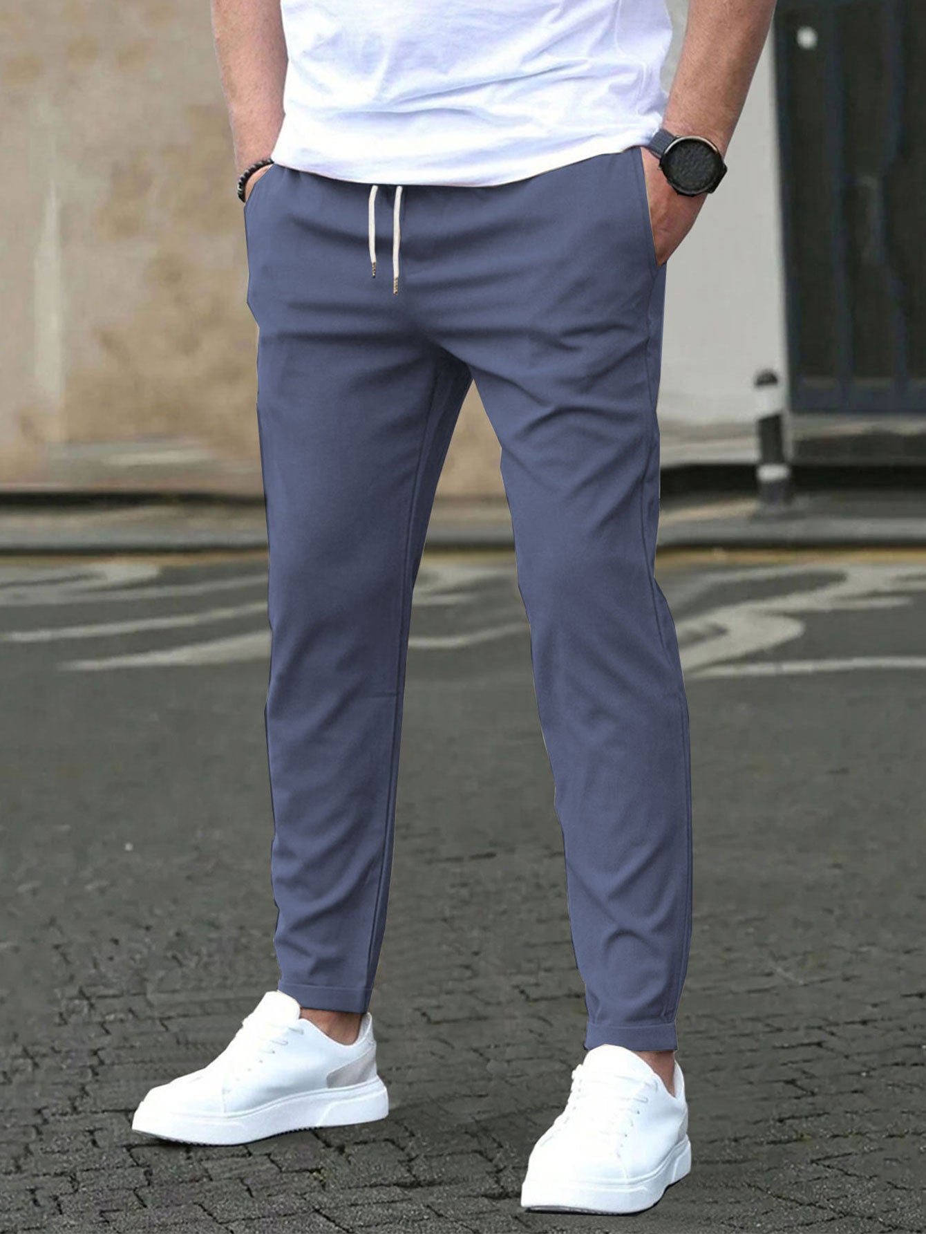 Men's Slim Fit Cropped Pants | Casual Straight Leg Ankle Trousers