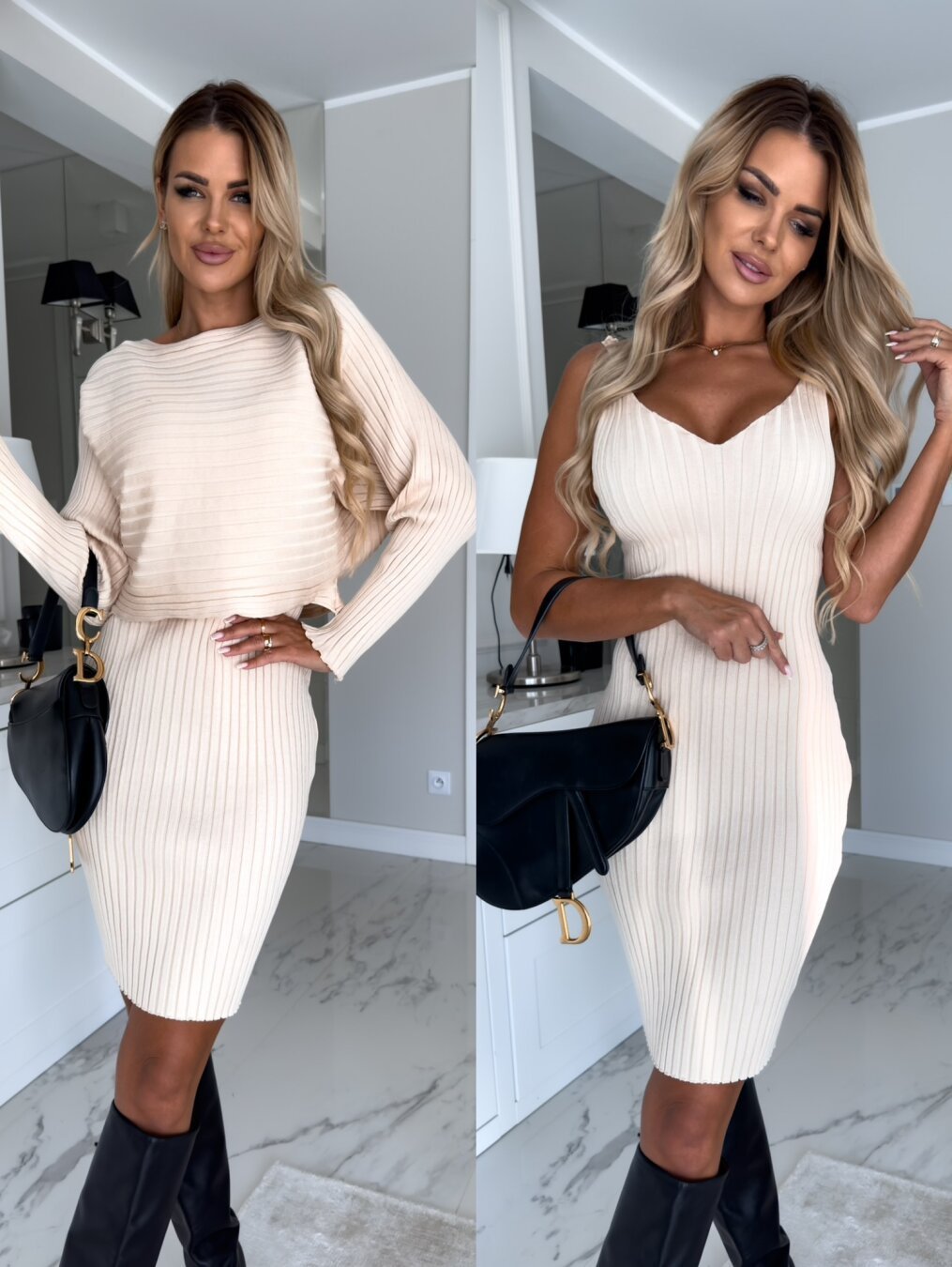 Women's Striped Top & Suspenders Skirt Set | 2-Piece Outfit