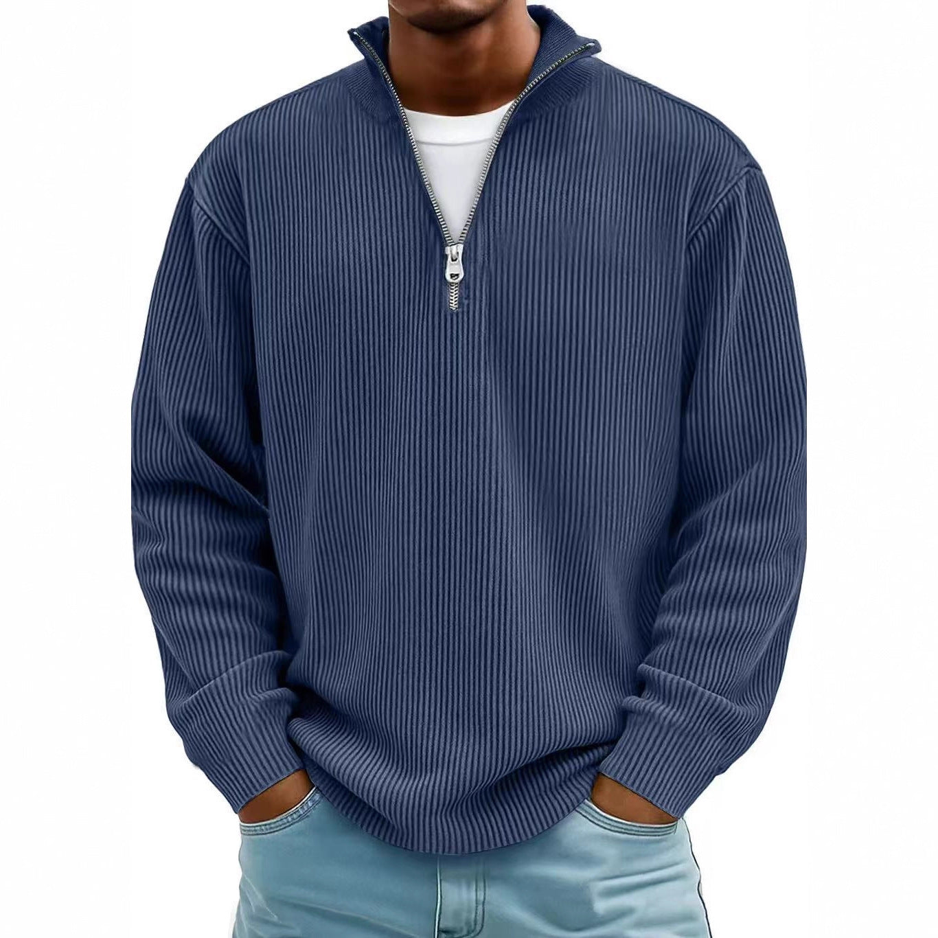 Men’s Corduroy Stand Collar Sweatshirt