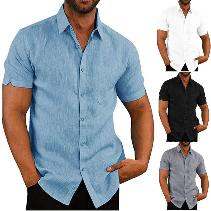 Men's Loose Fit Short Sleeve Shirt – Solid Color Lightweight Casual
