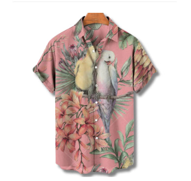 Men's Floral Print Street Style Hawaiian Shirt – Short Sleeve