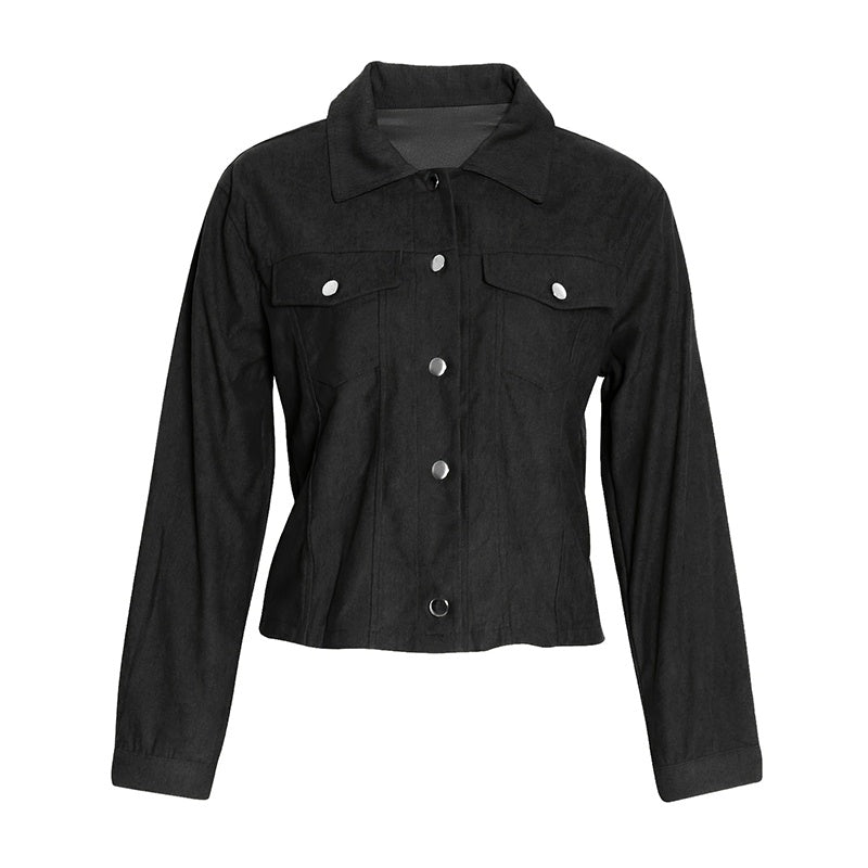Women's Corduroy Jacket | Casual Button-Up Coat with Flap Pockets