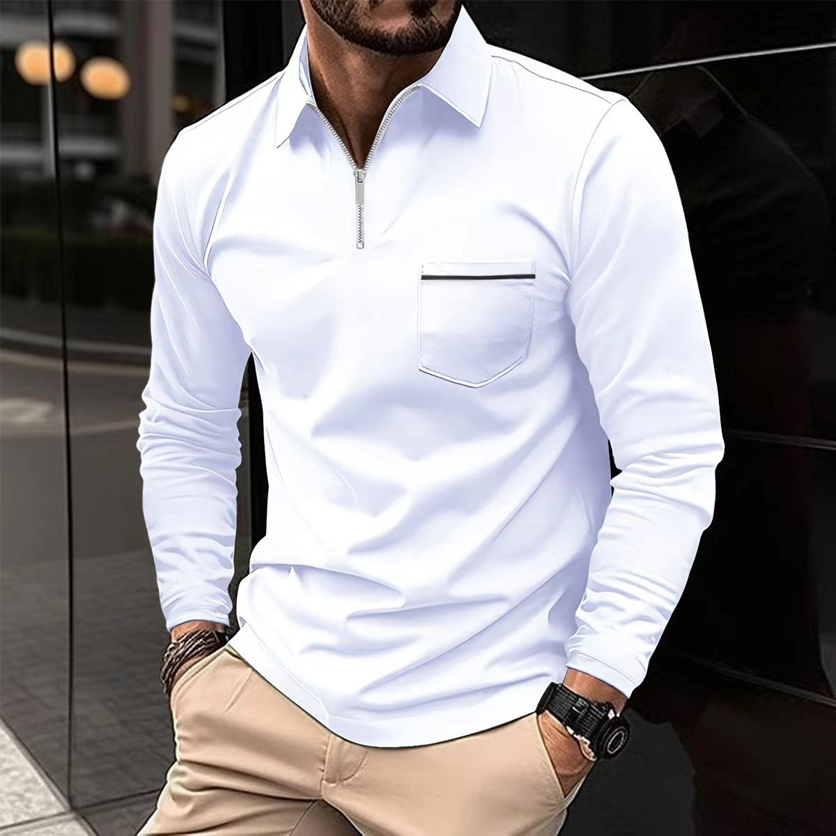 Men’s Long Sleeve Sports Polo Shirt