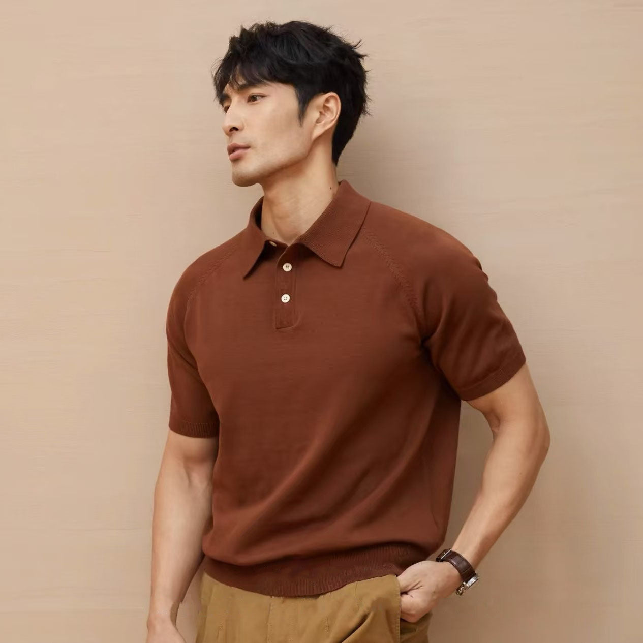 Men’s Retro Knit Lapel Polo Tee