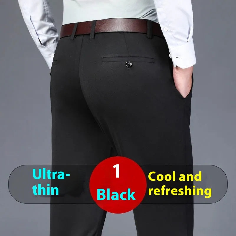 Men's Stretch Business Pants | Non-Iron Straight Leg Dress Trousers