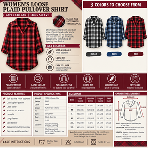 Light-brown loose plaid pullover infographic