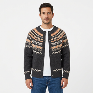 Male model wearing Dark Gray cardigan