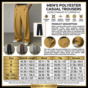 Men’s polyester casual trousers detailed infographic
