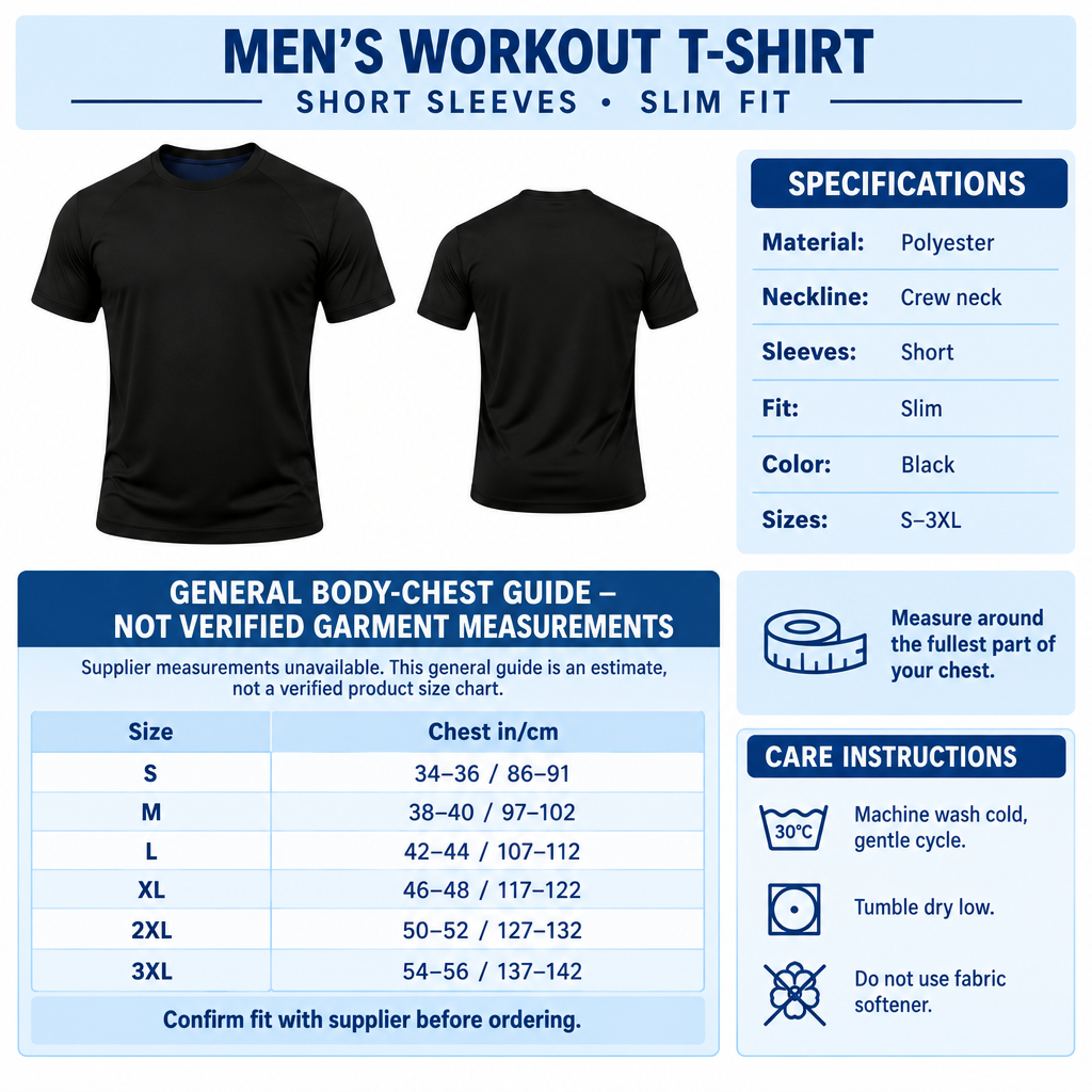 Men’s workout T-shirt infographic
