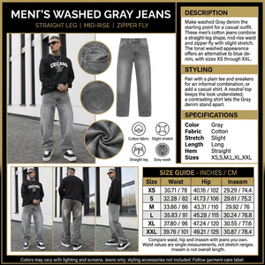 Men's washed Gray jeans infographic
