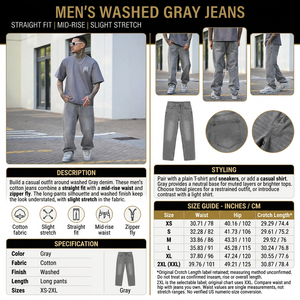Men's washed Gray jeans infographic