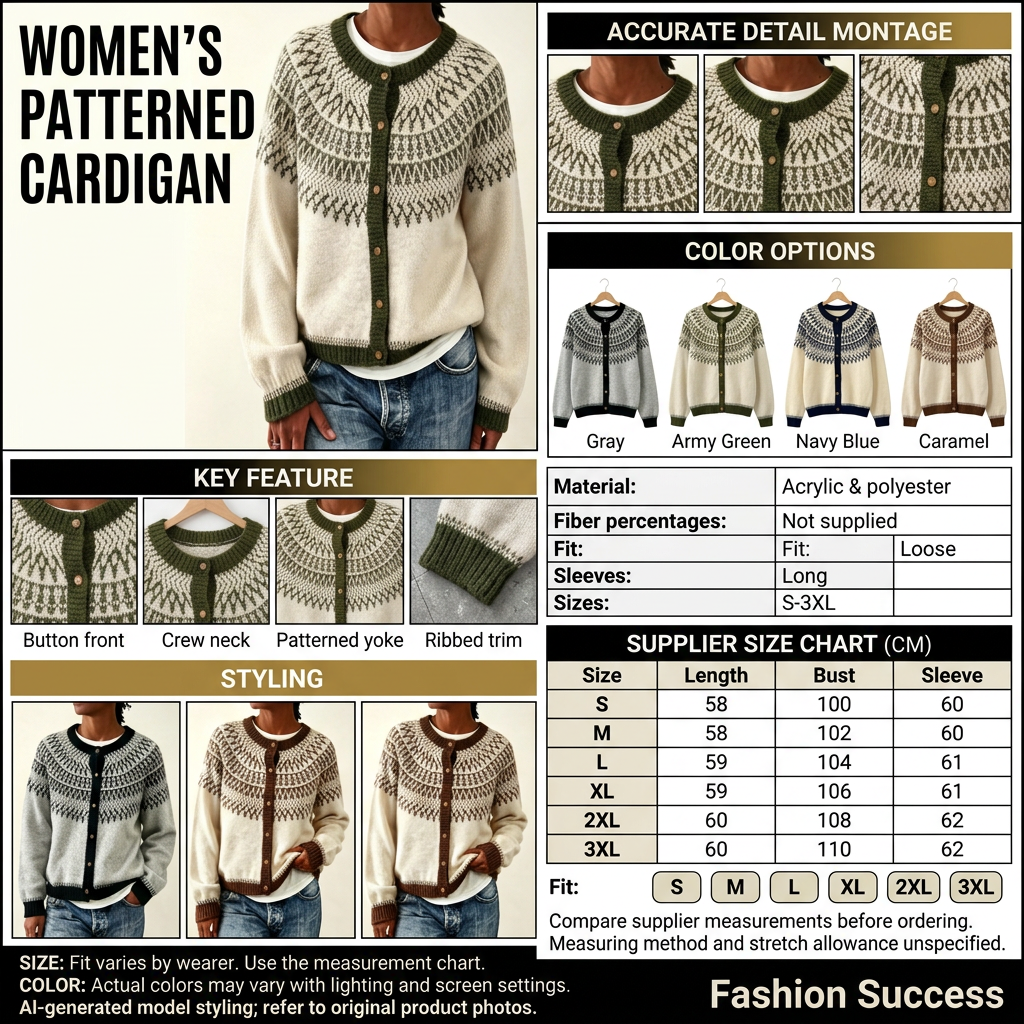 Revised patterned cardigan infographic