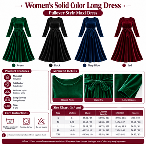 Reworked square Solid Color Long Dress infographic