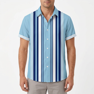 Sky blue striped shirt on a male model