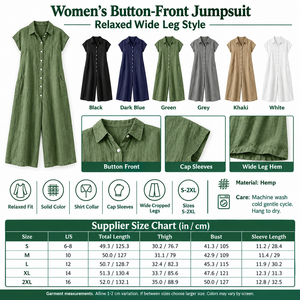 Square button-front wide-leg jumpsuit infographic