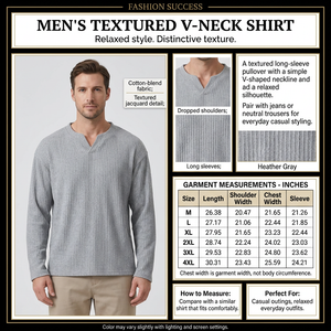 Square Heather Gray textured V-neck shirt infographic