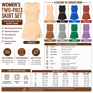 Square model-free skirt set infographic