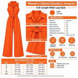 Square Orange collared wide-leg jumpsuit infographic