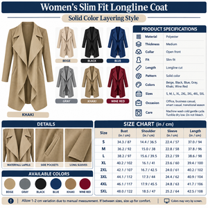 Square slim-fit longline coat infographic