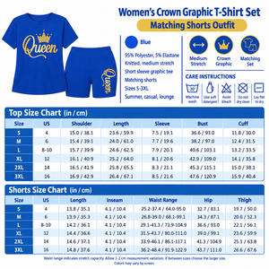 Square Women's Crown Graphic T-Shirt and Shorts Set infographic