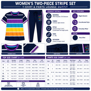 Square Women's Two-Piece Stripe Set infographic