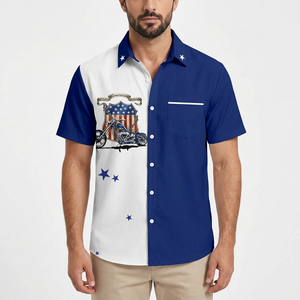 White and blue shirt on a male model