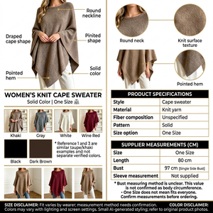Women's knit cape sweater infographic
