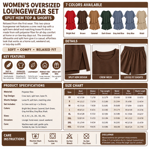 Women's Oversized Loungewear Set Infographic - No Model