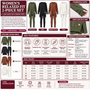 Women's Relaxed Fit 2-Piece Set Infographic - No Model