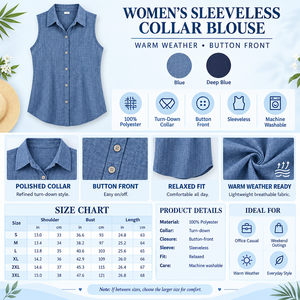 Women's Sleeveless Collar Blouse Infographic