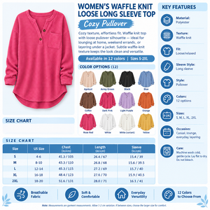 Women's Waffle Knit Top Infographic - No Model
