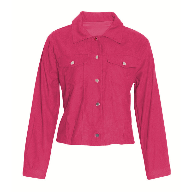 Women's Corduroy Jacket | Casual Button-Up Coat with Flap Pockets