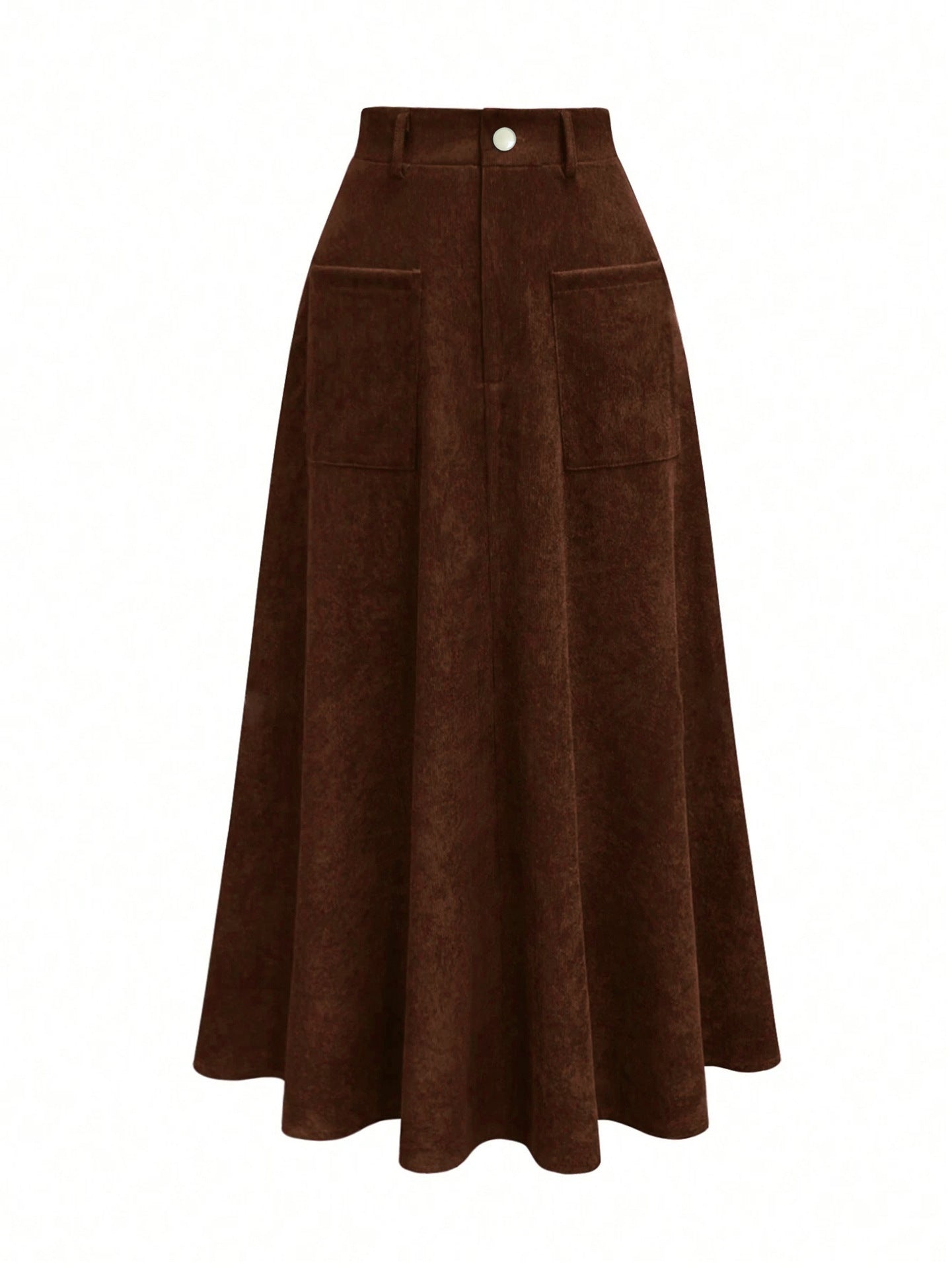 Women's Long A-Line Skirt - Solid Color Polyester