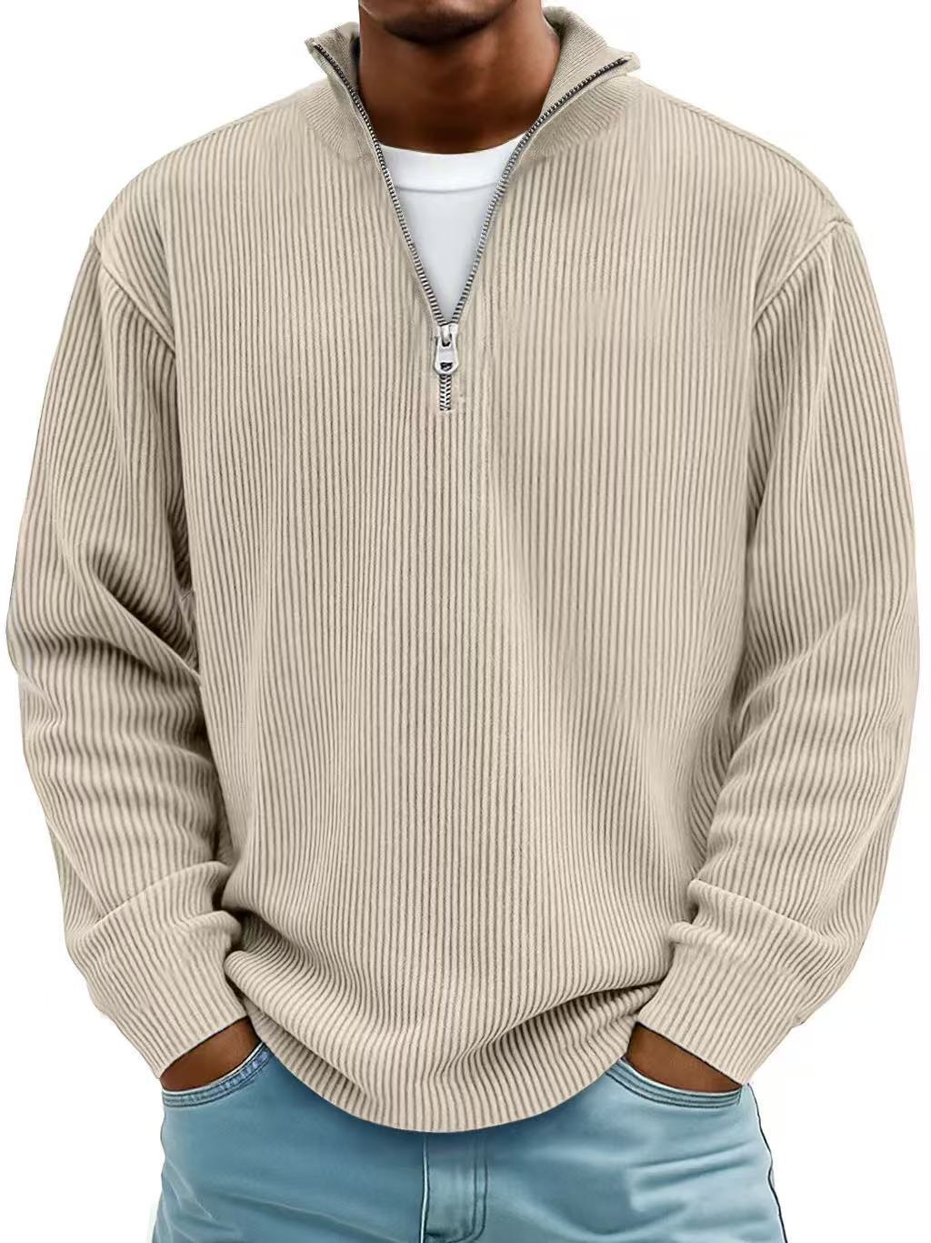 Men’s Corduroy Stand Collar Sweatshirt