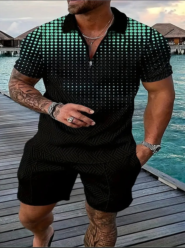 Men's Polo & Shorts Set | Sports Short Sleeve Outfit