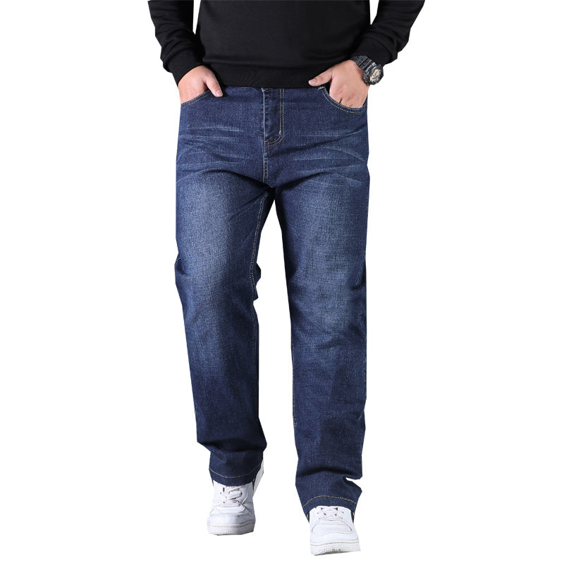 Men's Straight Leg Casual Pants | Loose Fit Cotton Blend Trousers